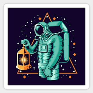 Lost Astronaut with Lantern Sticker